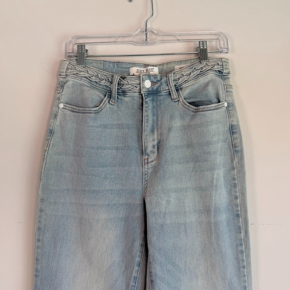 Judy Blue Wide Leg Jeans Size 28 Blue Boho Stretch High Rise - Picture 2 of 10